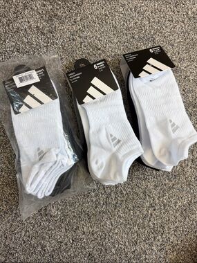 Adidas Women’s 6-Pack Low-Cut Athletic Socks - White/Gray/Black Lot of 18 socks